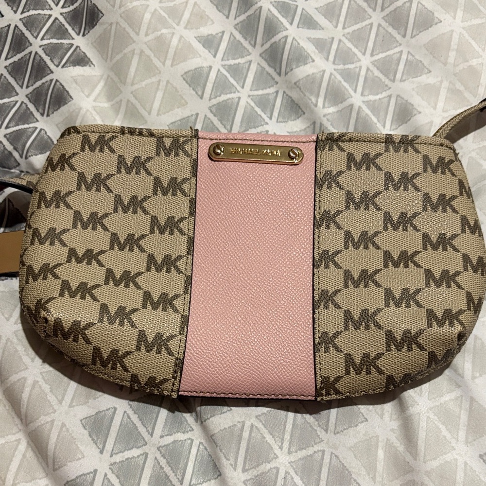 Michael Kors Tan and Pink Clutch